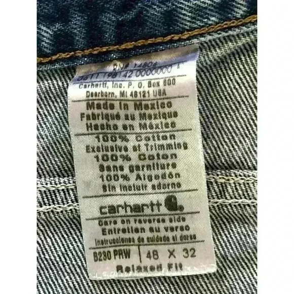 Carhartt mens jeans 48 x 32 relaxed fit straight leg high rise medium wash blue - Picture 6 of 6